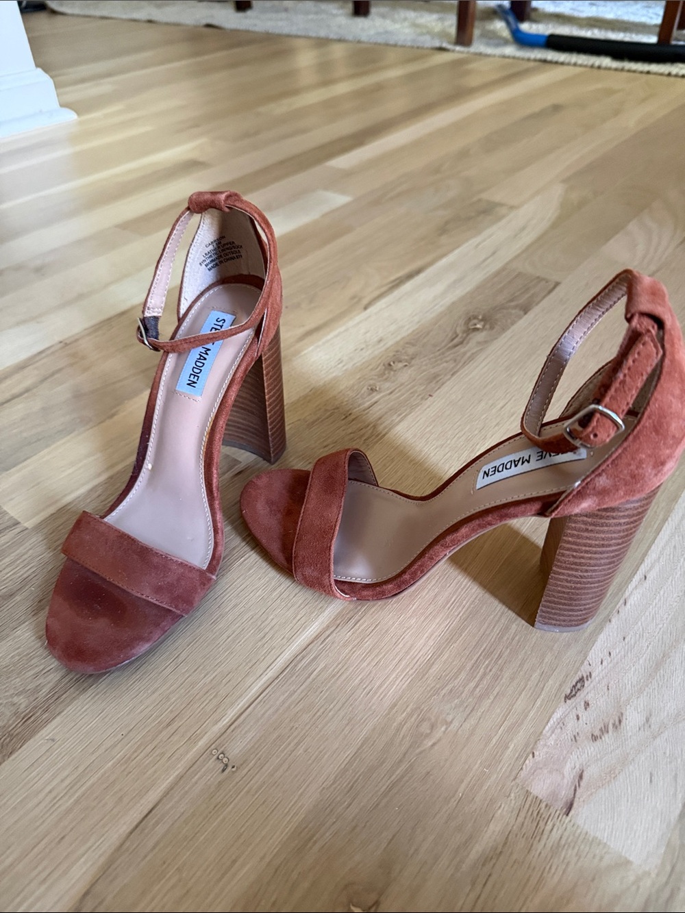 Steve Madden Burnt Orange Suede Block Heel Sandals